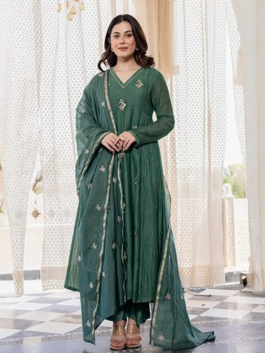 Embroideried solid anarkali - embroideried,