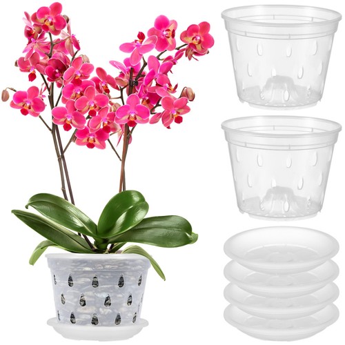 5sets clear plastic plant pots - plastic,