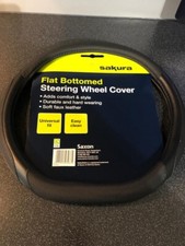 STEERING WHEEL COVER FLAT BOTTOM D SHAPE UNIVERSAL CAR/VAN BLACK MESH EFFECT