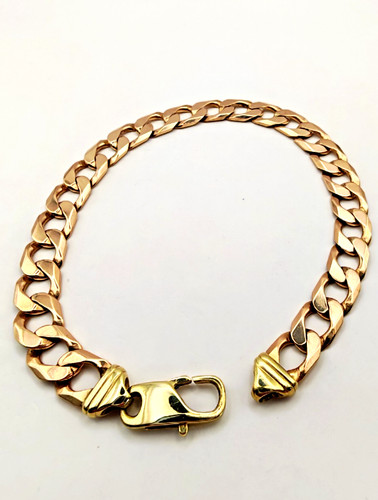 Solid 9ct gold curb - bracelet,