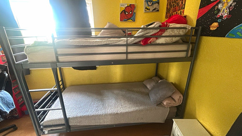 Grey metal single bunk bed - grey,