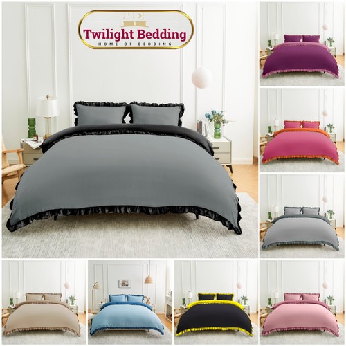 Reversible duvet cover frills - cover,