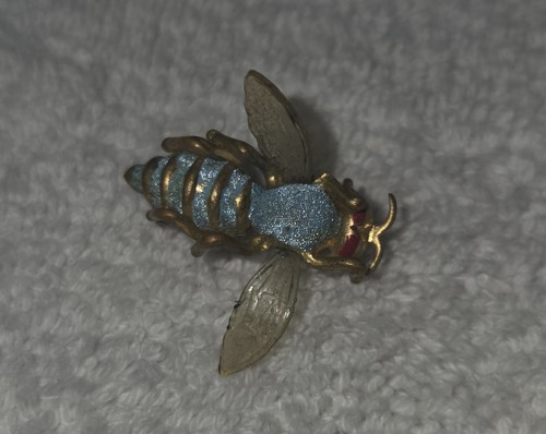 Vintage blue enamel bee - bee, brooch