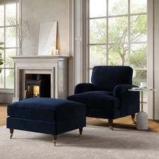 Navy Velvet Armchair and
