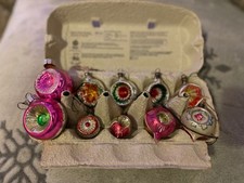 10 Vintage 1940s/50's Christmas Ornaments blown glass baubles. Beautiful 