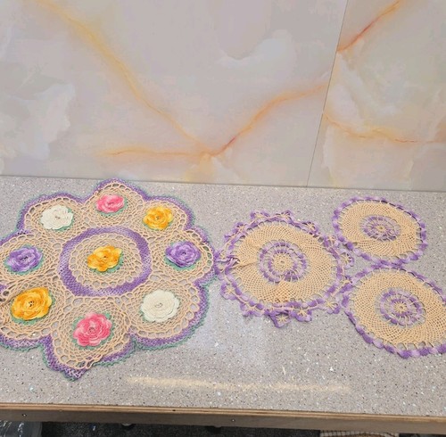Vintage handmade crochet doily - handmade,