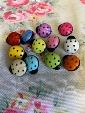 12 Multi Coloured LADYBIRD / LADY BUG Plastic Novelty Buttons 
