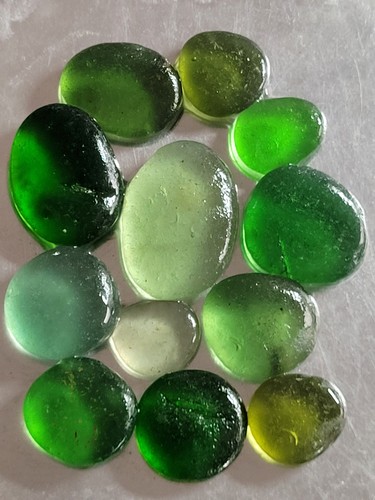 Shades green sea glass - 12,