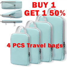 4 Set Compression Bags Organiser Suitcases Packing Cubes Travel Storage Luggage