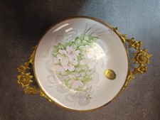 LIMOGES FRANCE HAND PAINTED PORCELAIN CENTERPIECE - VINTAGE FLORAL GOLD