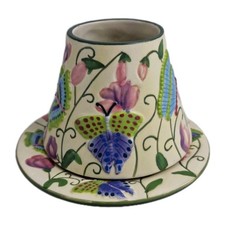 Yankee Candle Ceramic Shade & Tray Set Butterfly Floral Pattern Holder