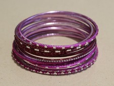 Children's purple and silver bangles set of 12