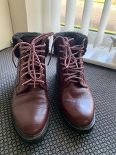 RAVEL BURGUNDY BORDO CROC IRIS LEATHER LACE UP ANKLE BOOT UK 4 EU 37 EXC CON