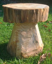 Wooden Mushroom Stool, fire pit seat, log stool, solid wooden garden stool seat