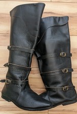 Black Leather Tall Boots Late Medieval - 18th Century Cavalry LARP UK Size 10