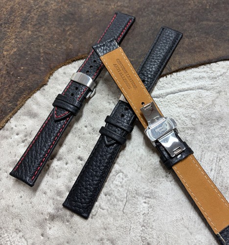 Black leather watch - leather, strap/band