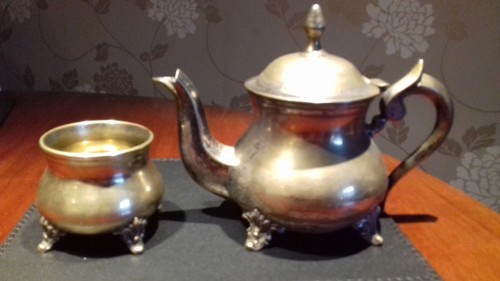 Antique teapot and sugar - and, bowl