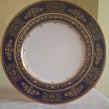  Stunning Cobalt Blue Raised  Gold Gilt Minton Plate H55062 10.5" #C