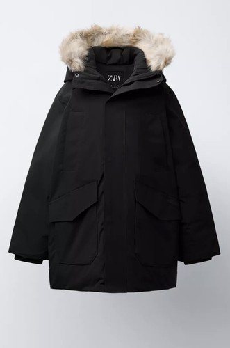 Zara kids black fur hood