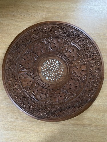 Vintage hand carved inlaid - hand,