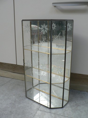 Vintage brass and glass mirror - and,