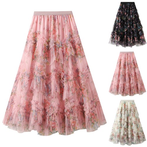 Ladies floral elastic - floral, waist