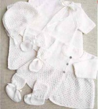 0251 Knitting Baby's Layette Pram Set Birth-12mths 4ply  - Vintage Pattern Copy