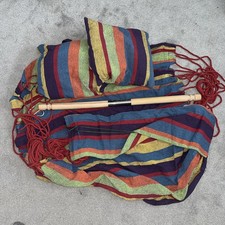 Hammock Chair Swing Colourful Striped Seat Porch Indoor Outdoor