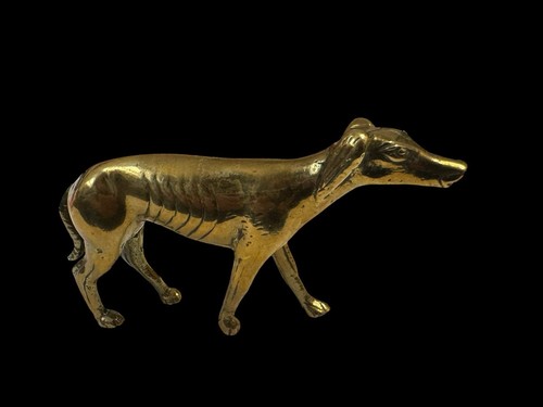 Vintage brass dog - dog, greyhound/