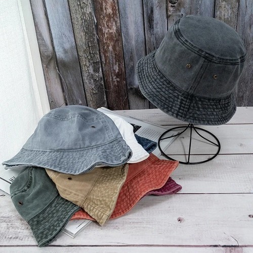 Stonewashed cotton bucket hat - cotton,