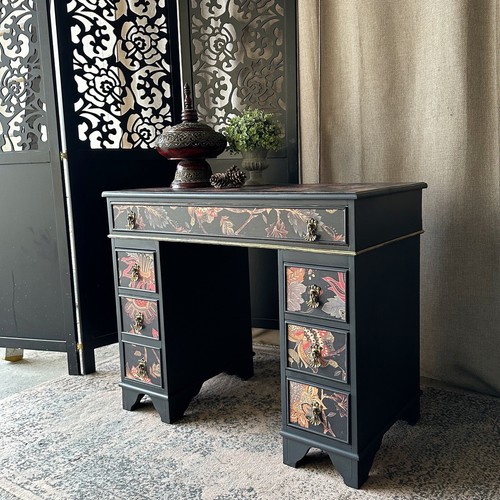 Vintage desk painted black - desk, &
