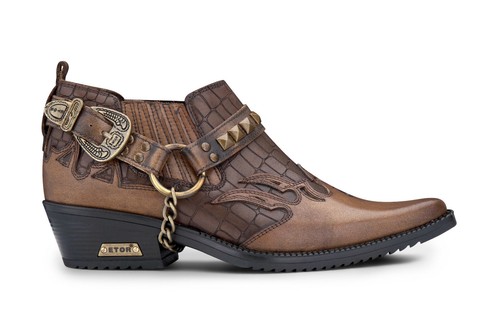 Mens leather cowboy shoes tan - leather,