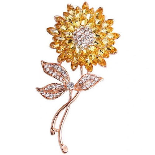 Alloy sunflower brooch pin - alloy,