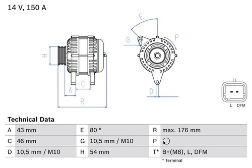 Bosch car alternator 12v fits - alternator,