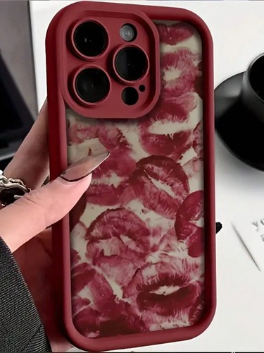 Burgundy lips kiss phone case - lips,