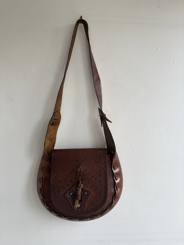 Vintage dark tan tooled - vintage,