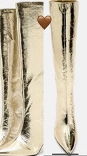 ZARA METALLIC HIGH-HEEL BOOTS