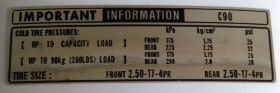 Honda c90 tyre caution warning - caution,