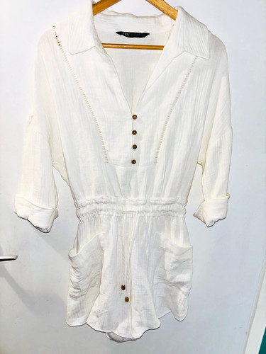 Zara linen blend - oyster, white