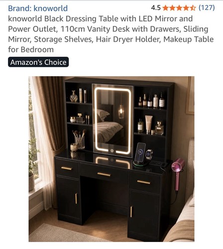 Black dressing table with - black,