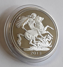 2013 UNITED KINGDOM SILVER PLATED IN FINE 925 QE2 ST. GEORGE & DRAGON MEDAL/COIN