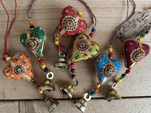 Handmade fabric heart hanging - handmade,