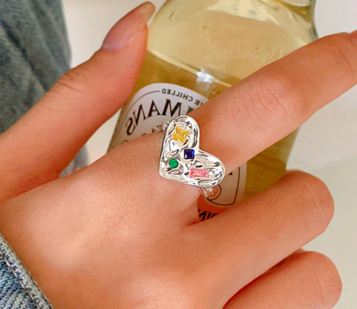 Colourful heart stone - cz,