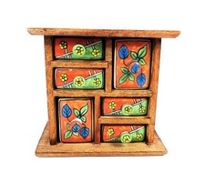 Mango Wood Ceramic 6 Drawer