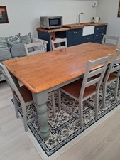 Shabby Chic solid wooden Table with Six Chairs . 