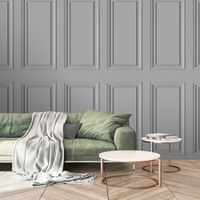 Rasch Elegant Home Design Library Light Grey Realistic Panel Effect Wallpaper