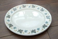 Vintage Ridgway White Mist 11.75" Oval Dinner Plate /Serving  Platter Vinewood