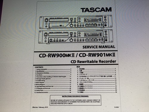 Tascam rw900mk2 service - tascam,