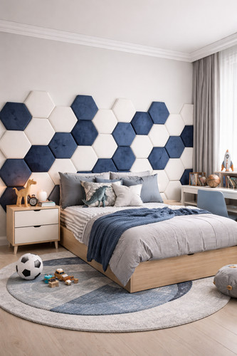 Velvet hexagon wall - 3d,