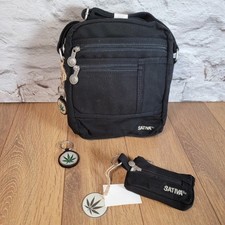 Hemp & Organic Cotton Black SATIVA Wraparound Bag, Coin Purse & 2 Key Ring